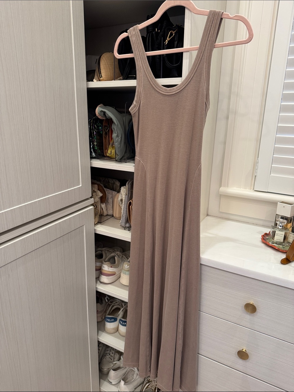 Marine Layer Sleeveless Taupe Maxi Dress